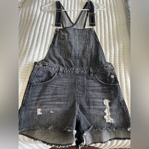 Hudson Jeans Black Washed Denim Shortalls